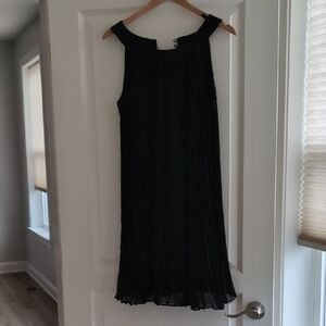 White House Black Market Black Pleated Midi Cocktail Dress. Very Flattering.